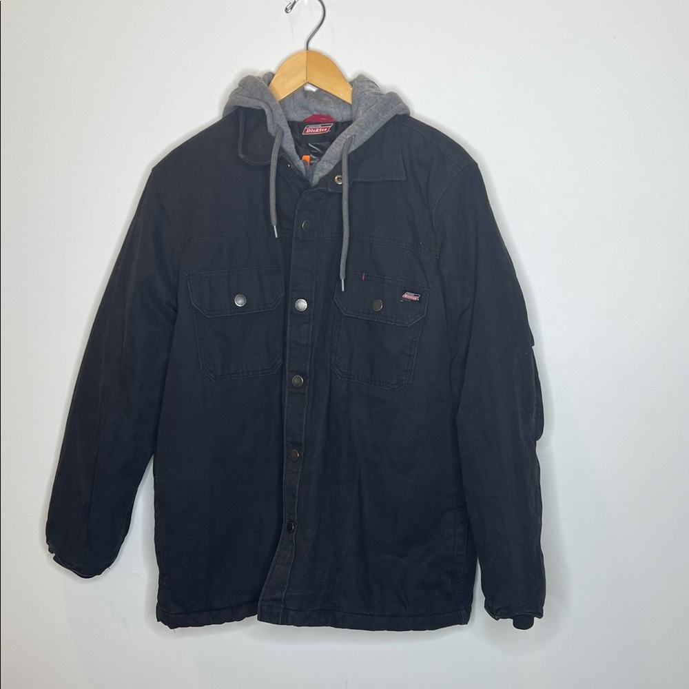 Dickies Black Insulated Work Jacket - Hoodie Lined Utility Coat